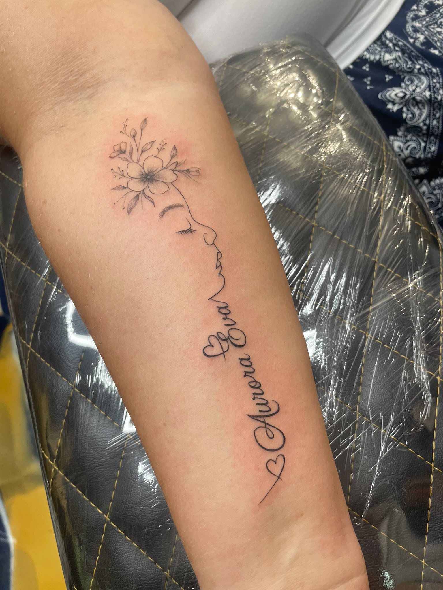 Healthy healing fine line tattoo by Turquoise Blue Tattoo Bournemouth